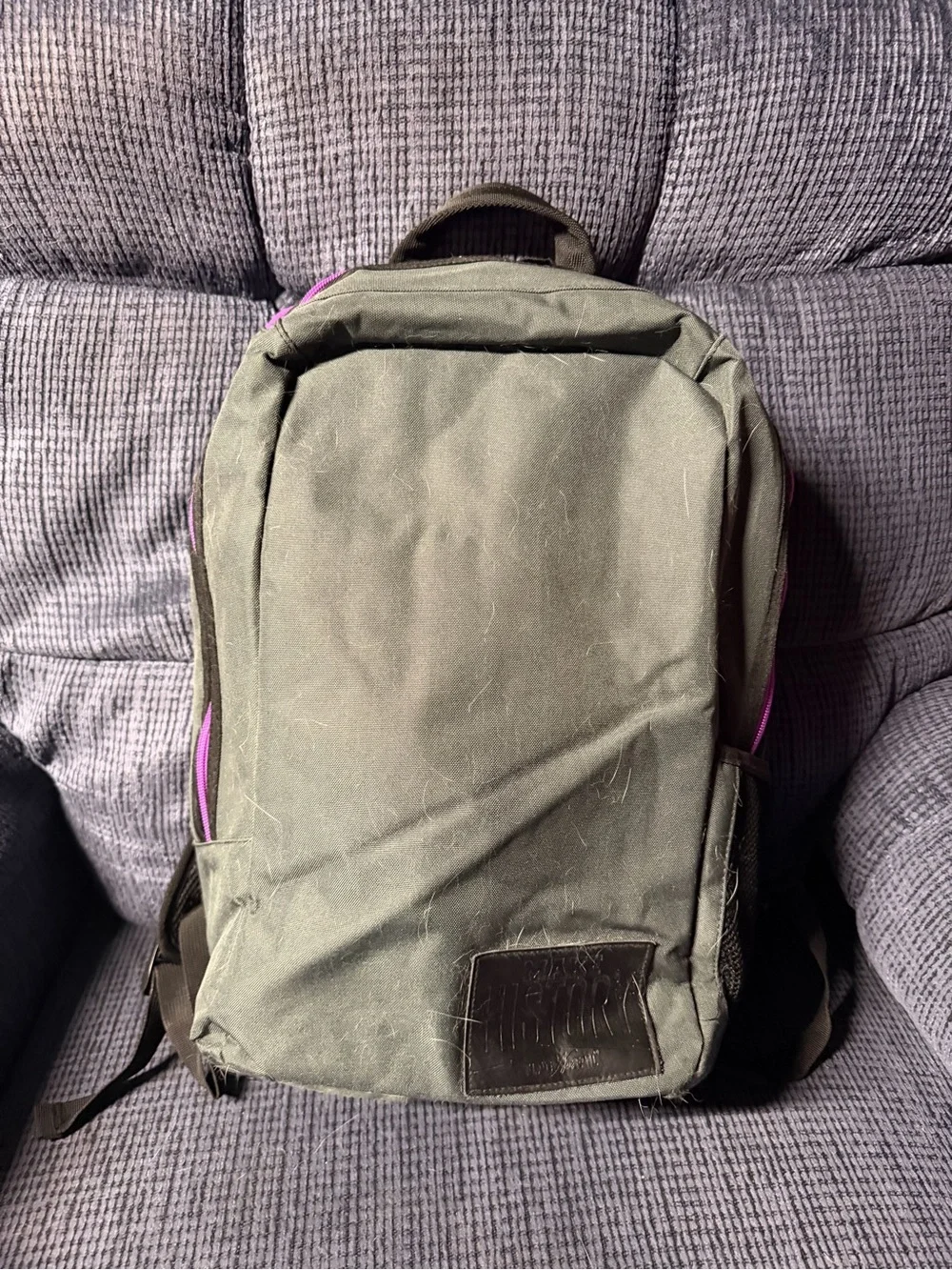 Flag Nor Fail Grey Men's Backpack with Purple Accents